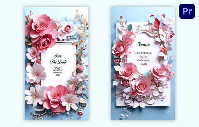 Delicate 3D Wedding Invite E-Card Instagram Story